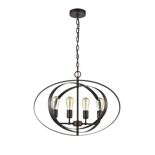 OSBERT Industrial-style 4 Light Rubbed Bronze Ceiling Pendant 24" Wide