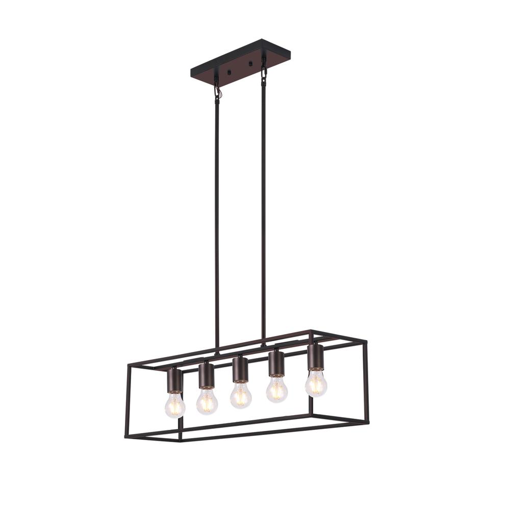 CHLOE Lighting IRONCLAD Industrial 5 Light Oil Rubbed Bronze Island Pendant 33" Wide