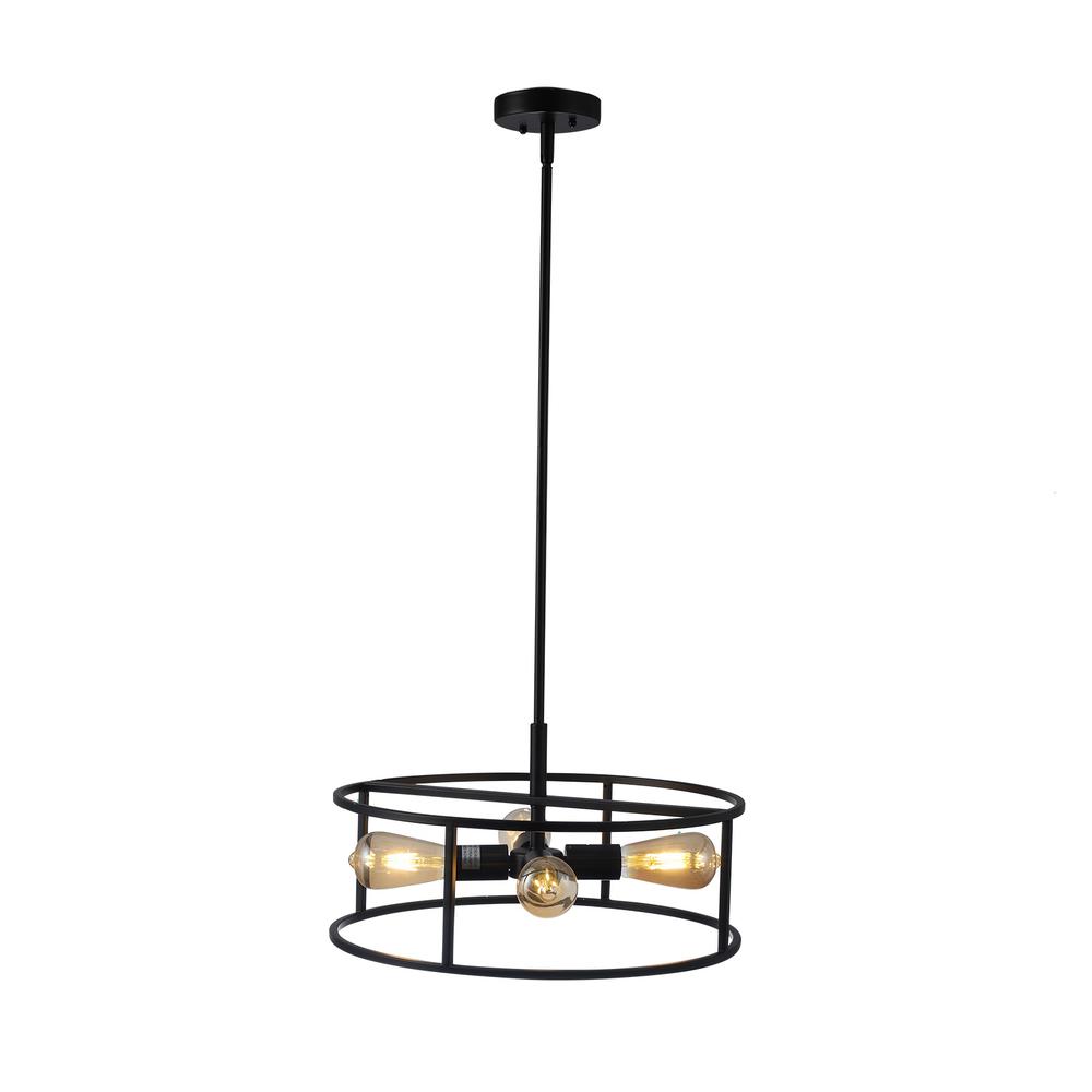 CHLOE Lighting RYKER Farmhouse 4 Light Oil Rubbed Bronze Drum Ceiling Pendant 18" Wide