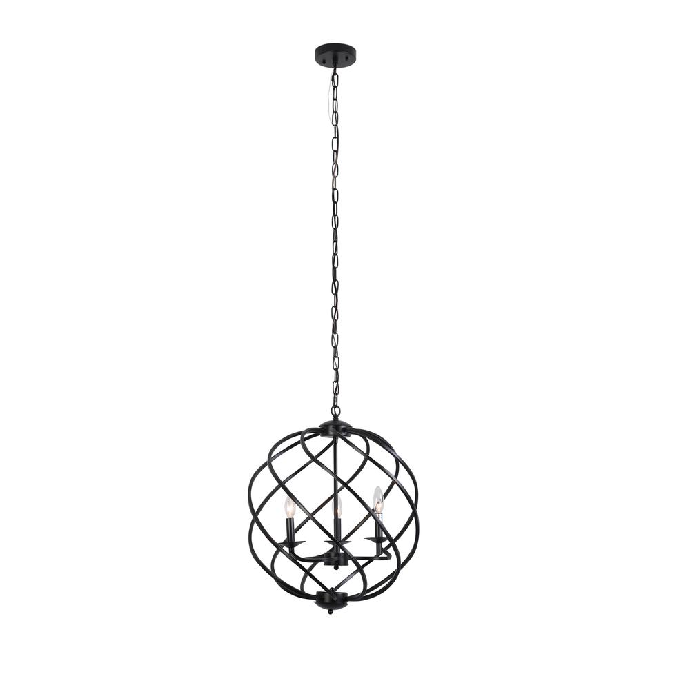 CHLOE Lighting JERICHO Farmhouse 3 Light Matt Black Ceiling Pendant 19" Wide