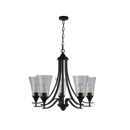 CHLOE Lighting SHERARD Contemporary 5 Light Matt Black Hanging Chandelier 27" Wide