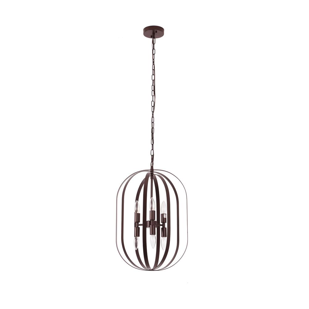 CHLOE Lighting PEPPER Transitional 6 Light Matt Black Finish Hanging Ceiling Pendant 15" Wide