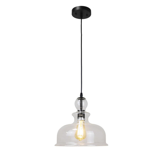 CHLOE Lighting TILIAN Transitional Matt Black 1 Light Ceiling Pendant 12" Wide