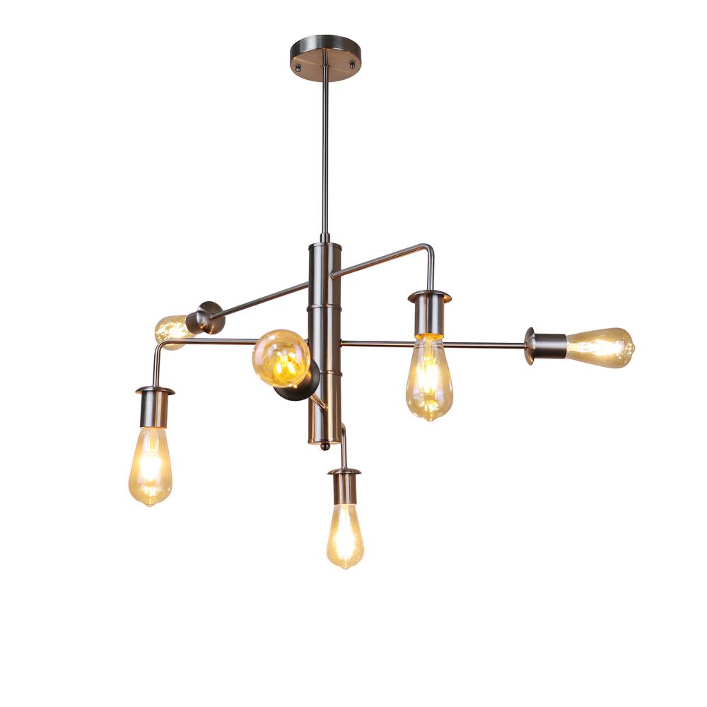 CHLOE Lighting Transitional-Style Brushed Nickel 6 Light Large Pendant 23" Wide