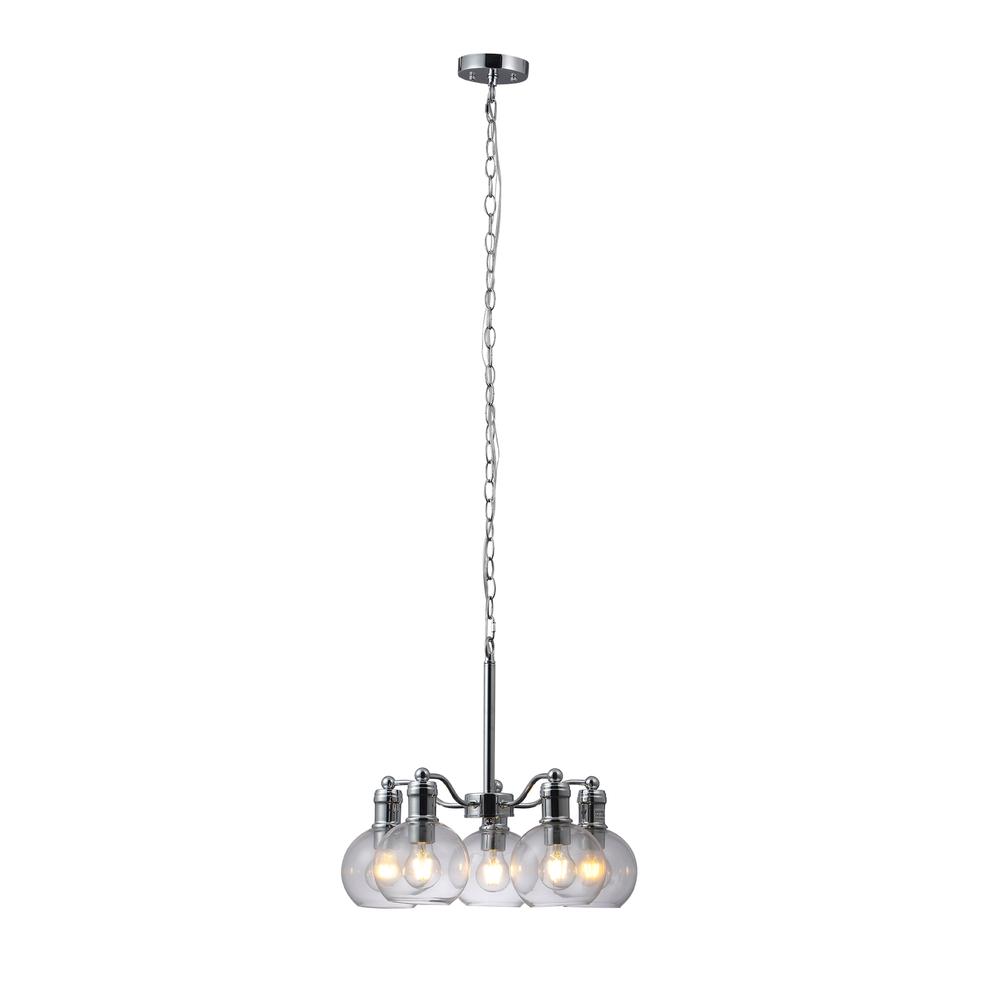 CHLOE Lighting WACIAN Transitional 5 Light Chrome Hanging Chandelier 18" Wide