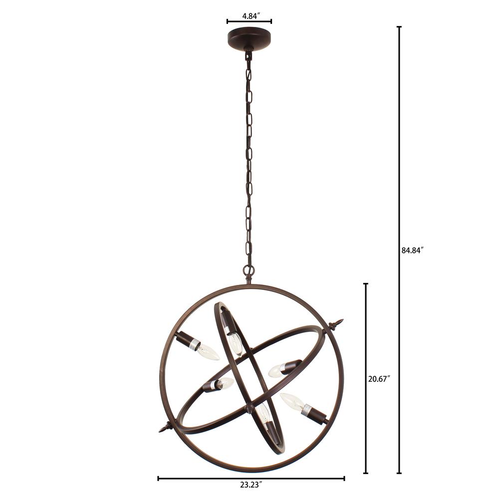 IRONCLAD Industrial 6 Light Oil Rubbed Bronze Ceiling Pendant 20" Wide