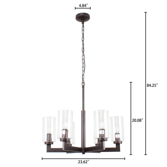 LULA Farmhouse 6 Light Rubbed Bronze Ceiling Pendant 23.5" Wide