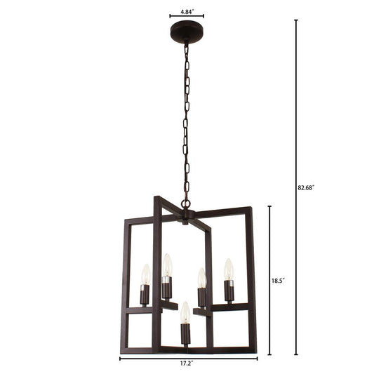 IRONCLAD Farmhouse 5 Light Oil Rubbed Bronze Ceiling Pendant 18" Wide