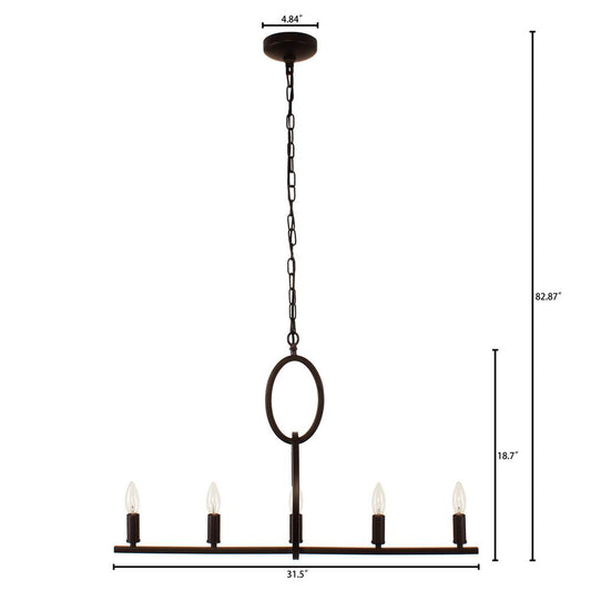 IRONCLAD Farmhouse 5 Light Oil Rubbed Bronze Ceiling Pendant 22" Wide