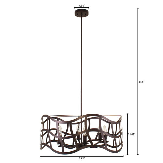 WILLOW Transitional 6 Light Oil Rubbed Bronze Ceiling Pendant 25" Wide