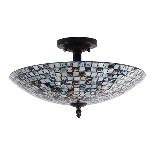 CHLOE Lighting CROWN Mosaic-Style 2 Light Semi-Flush Ceiling Fixture 16" Wide