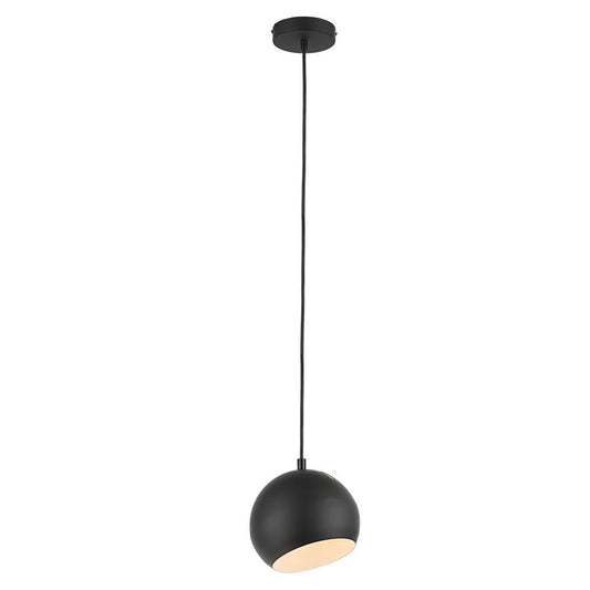 CHLOE Lighting IRONCLAD Contemporary-Style 1 Light Matt Black and White Ceiling Mini Pendant 8" Wide