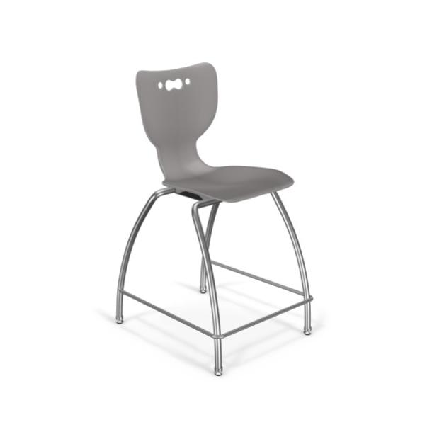 Hierarchy Stool - 4-Leg Stool (24 inch) - Gray- No Arms- Chrome Base -