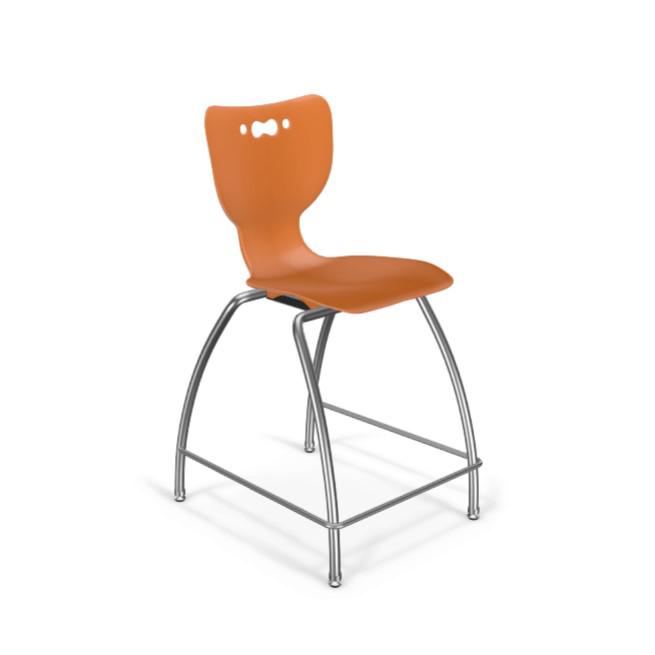 Hierarchy Stool - 4-Leg Stool (24 inch) - Orange- No Arms- Chrome Base -