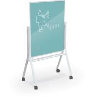 White Visionary Curve Mobile Glass Whiteboard - 3 X 4 - Light Blue