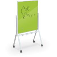 White Visionary Curve Mobile Glass Whiteboard - 3 X 4 - Lime Green