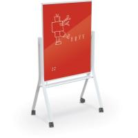 White Visionary Curve Mobile Glass Whiteboard - 3 X 4 - Deep Red