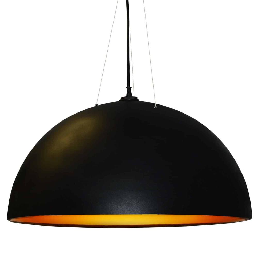 3 Bulb Pendant, Black & Gold Finish