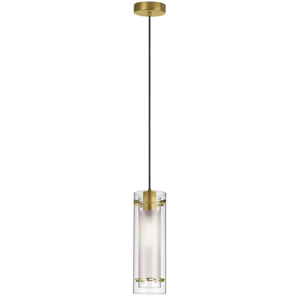 1 Light Incandescent Pendant, Aged Brass with Clear / Frosted Glass     (22152-CF-AGB)