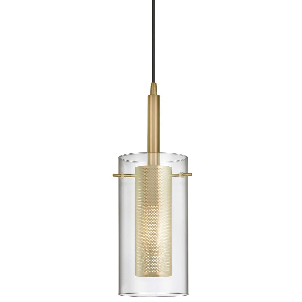 1 Light Incandescent Pendant, Aged Brass with Clear Glass     (30961-CM-AGB)