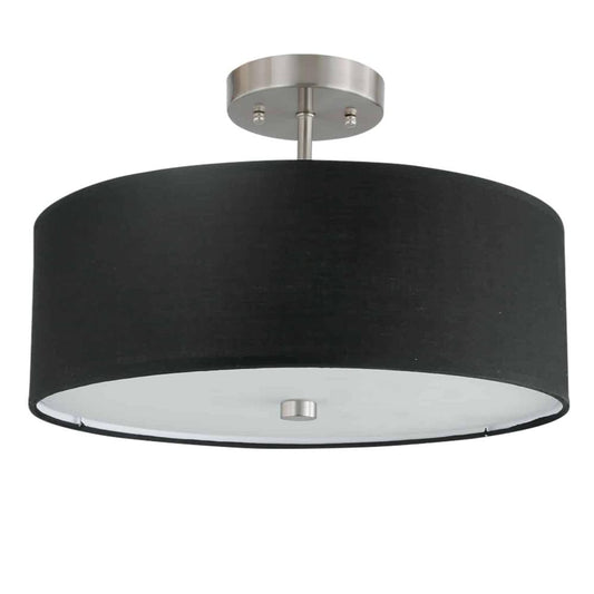 3LT Incandescent Semi-Flush SC w/ Black Shade