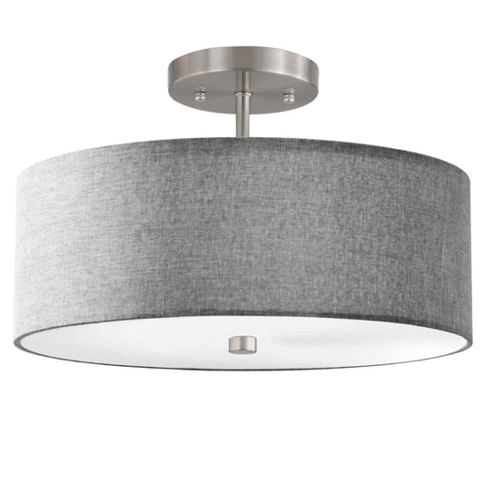 3LT Incandescent Semi-Flush SC w/ Grey Shade