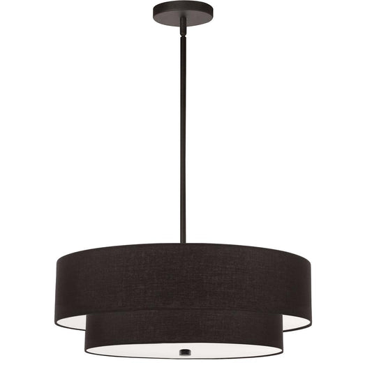 4 Light Incandescent 2 Tier Pendant, Matte Black with Black Shade   (571-224P-MB-BK)