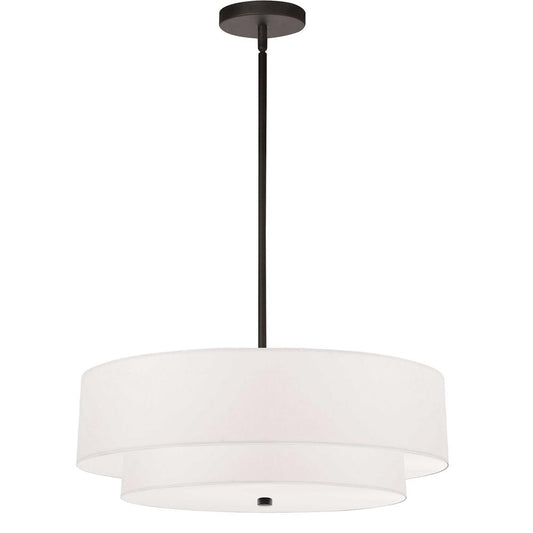 4 Light Incandescent 2 Tier Pendant, Matte Black with White Shade   (571-224P-MB-WH)