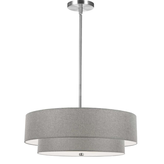 4 Light Incandescent 2 Tier Pendant, Polished Chrome with Grey Shade   (571-224P-PC-GRY)