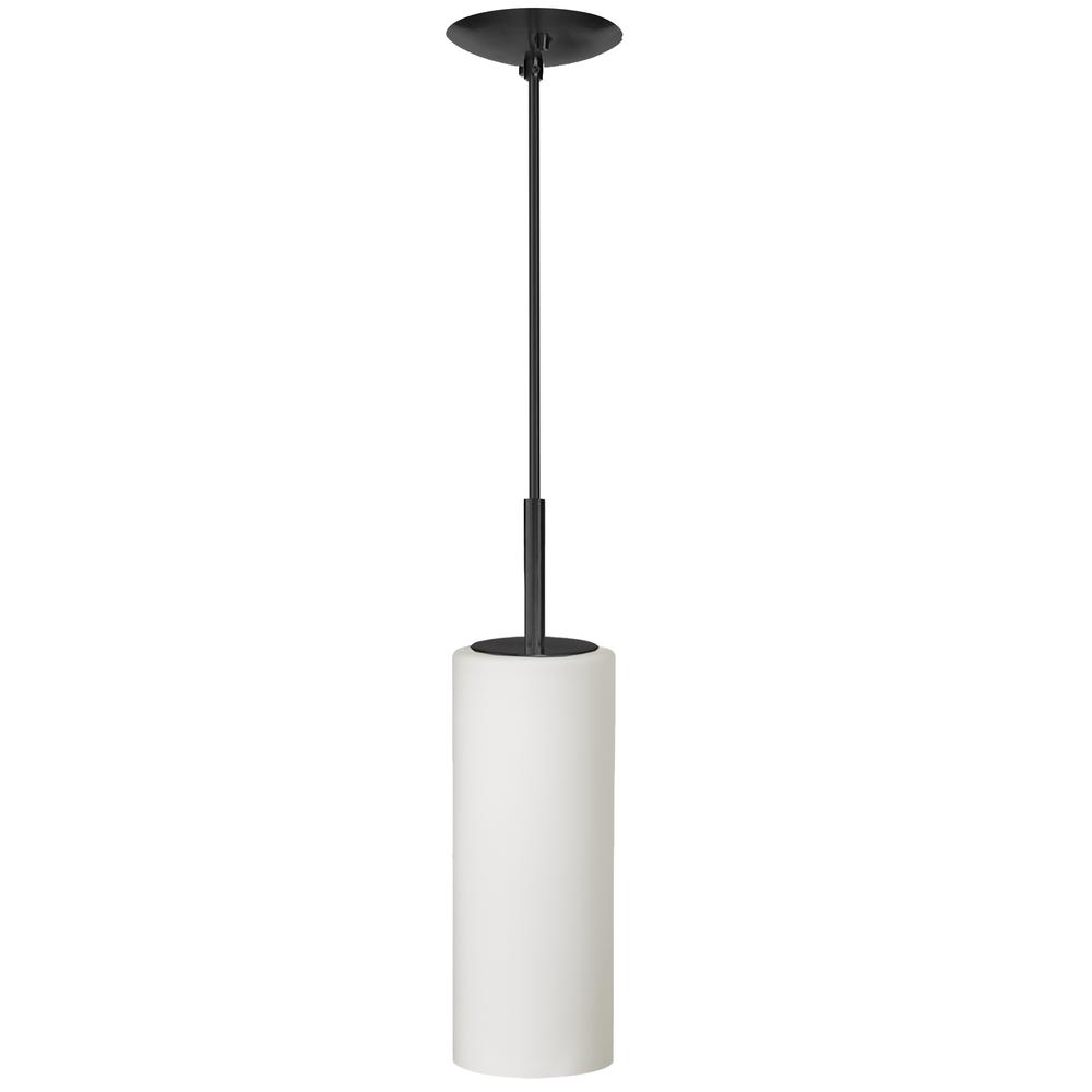 1 Light Incandescent Pendant, Matte Black with White Glass     (83202-MB-WH)