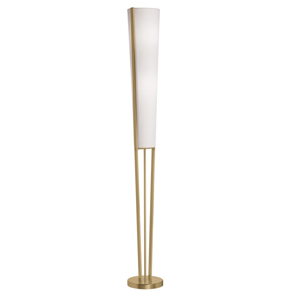 2 Light Incandescent Floor Lamp, Aged Brass with White Shade    (83323F-AGB)