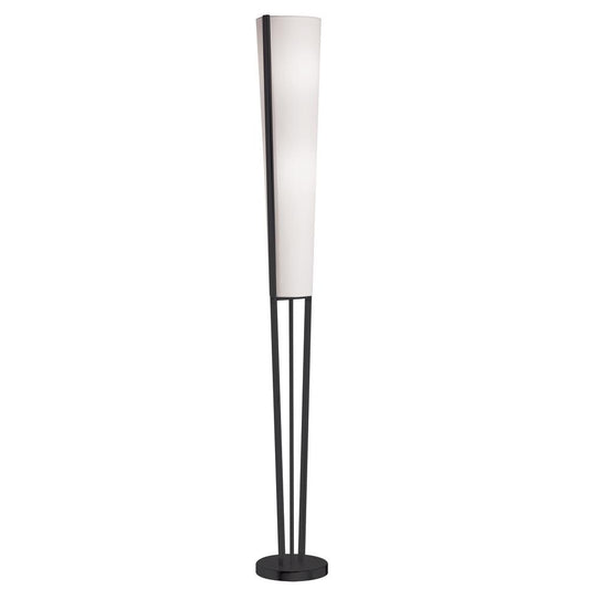 2 Light Incandescent Floor Lamp, Matte Black with White Shade    (83323F-MB)