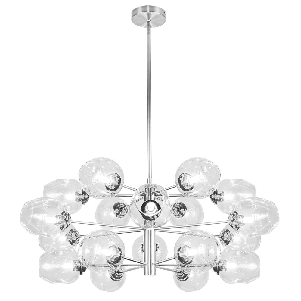 18 Light Halogen Chandelier Polished Chrome with Clear Glass