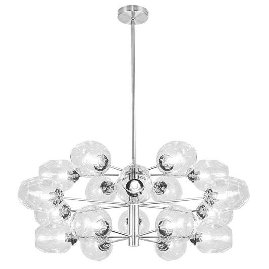 18 Light Halogen Chandelier Polished Chrome with Clear Glass