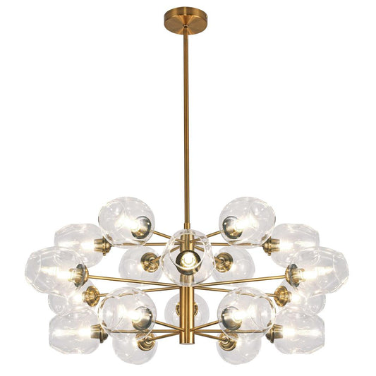 18 Light Halogen Chandelier Vintage Bronze with Clear Glass