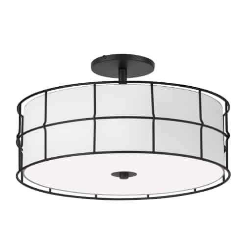 3LT Semi-Flush Mount, MBB w/WH shade