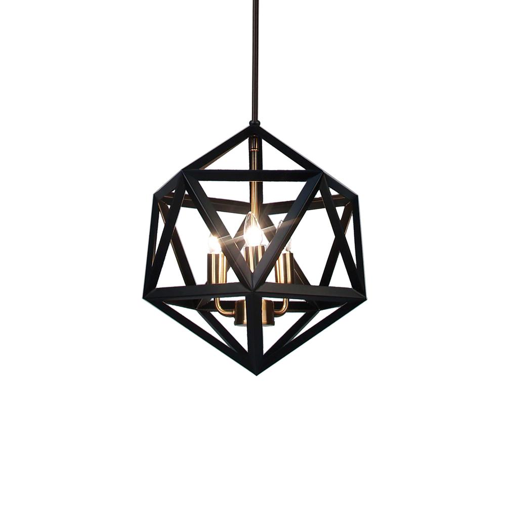 3LT Chandelier,BLK/AB