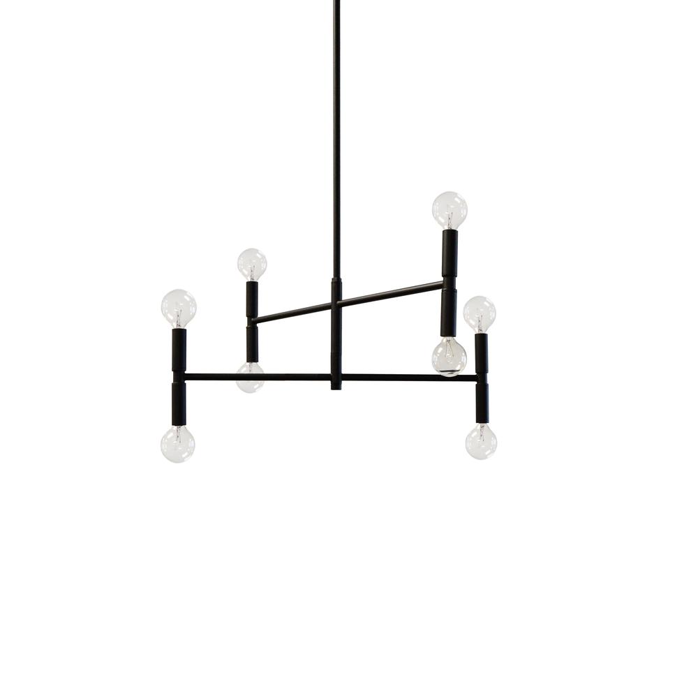 8 Light Incandescent Matte Black Chandelier        (AVA-188C-MB)