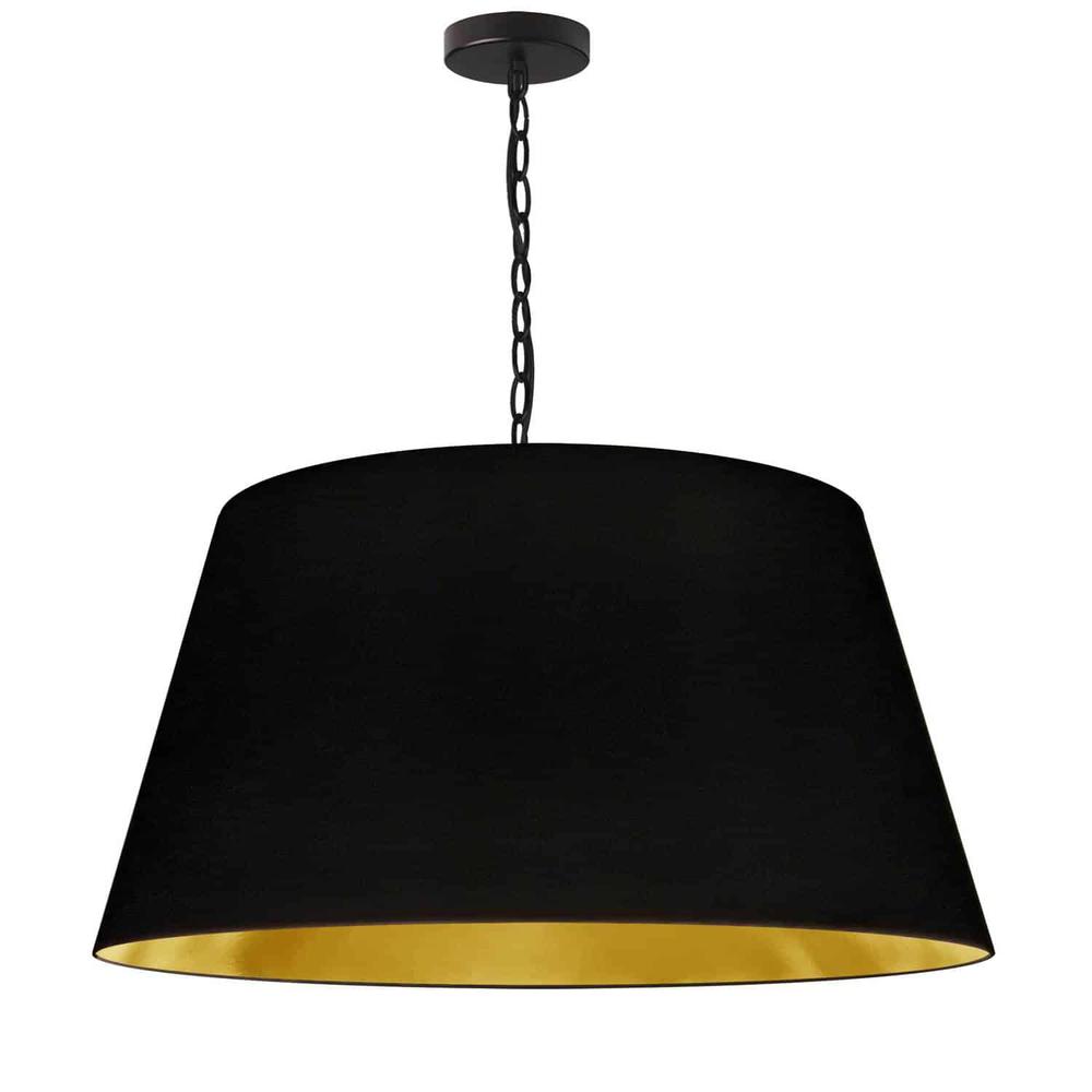 1LT Brynn Large Pendant, Blk/Gld Shade, Black