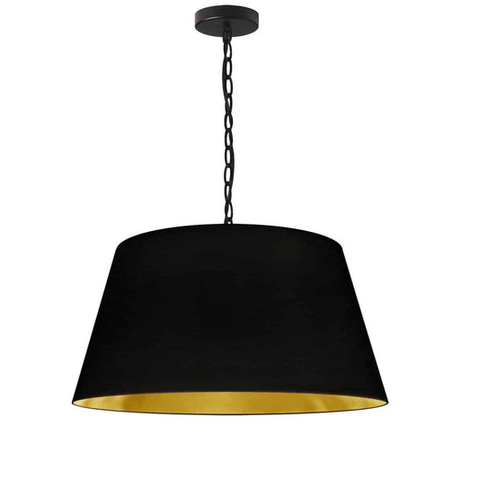 1LT Brynn Medium Pendant, Blk/Gld Shade, Black