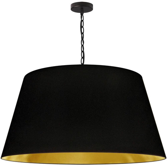 1LT Brynn X-Large Pendant, Blk/Gld Shade, Black