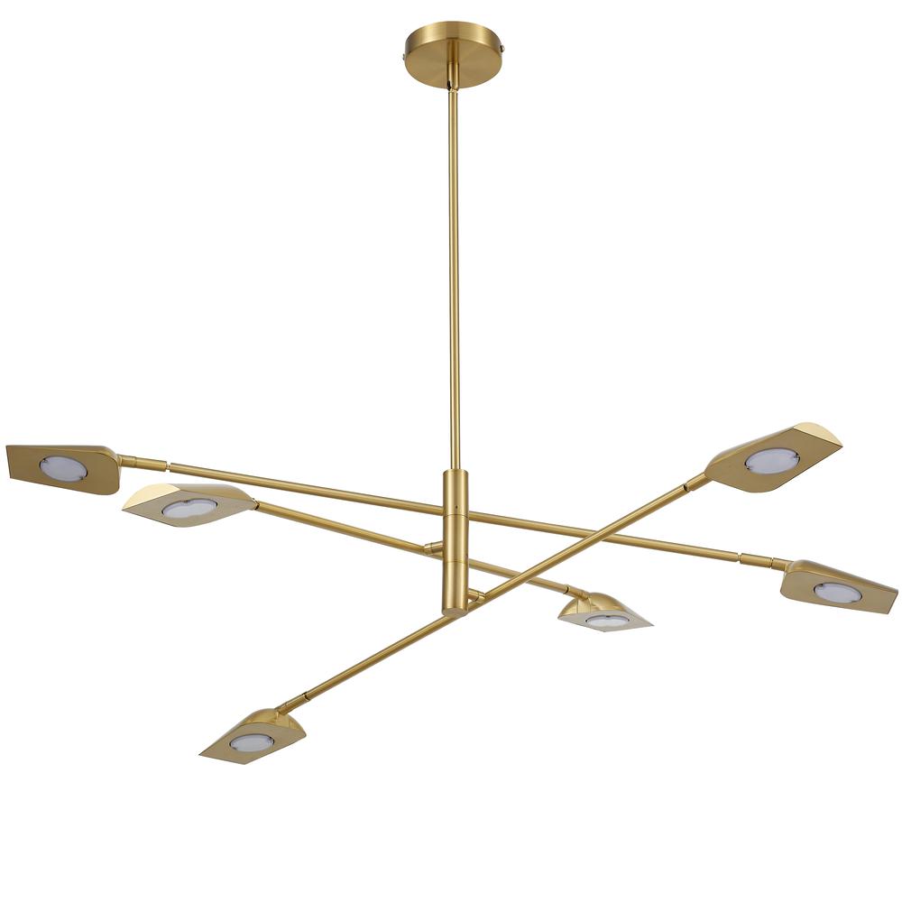 6 Light 6.5W Chandelier, Aged Brass