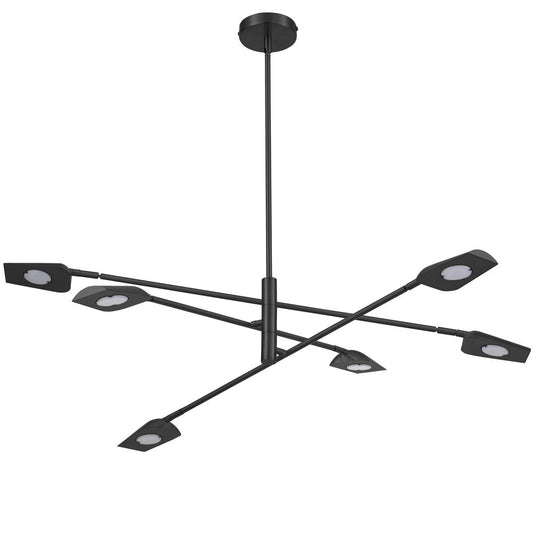 6 Light 6.5W Chandelier, Matte Black