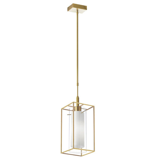 1 Light Rectangular Pendant, Aged Brass Metal Frame with FR/CLR Glass   (CBE-61P-AGB)