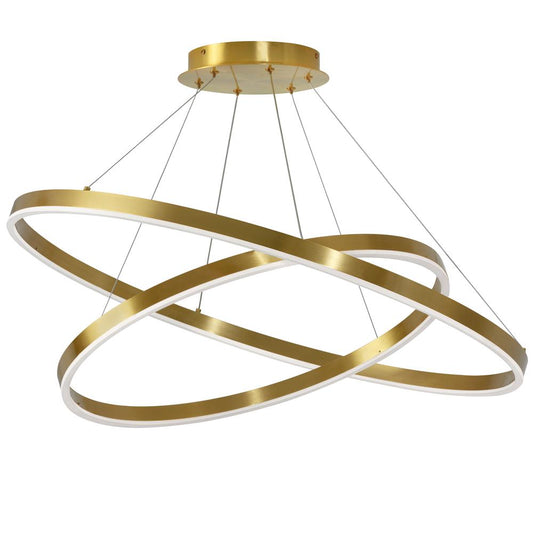 97W Chandelier, Aged Brass  with White Acrylic Diffuser     (CIR-3397C-AGB)