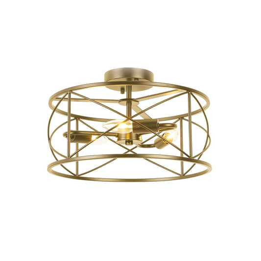 3 Light Incandescent Calah Semi-Flush Mount Aged Brass