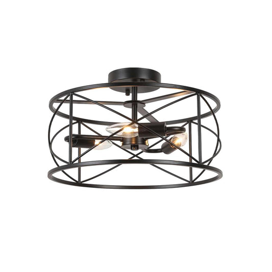 3 Light Incandescent Calah Semi-Flush Mount Matte Black