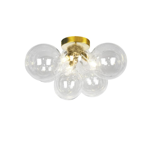 3 Light Halogen Flush Mount, Aged Brass with Clear Glass    (CMT-143FH-CLR-AGB)