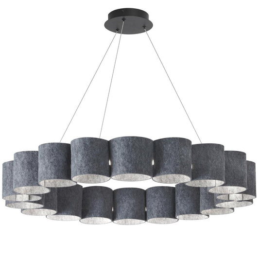 63W Chandelier Matte Black with Grey Shade