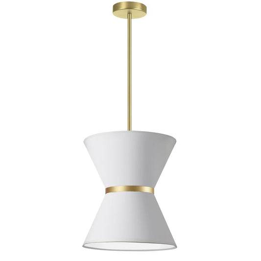 1 Light Incandescent Pendant, Aged Brass with Gold Ring White Shade   (CTN-121P-AGB-790)